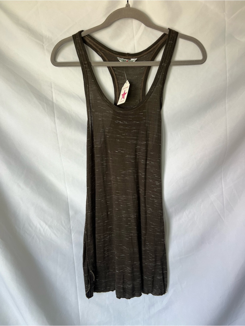 NWT Women’s HARD TAIL Dark Olive* Heathered Racer Tunic Tank Top